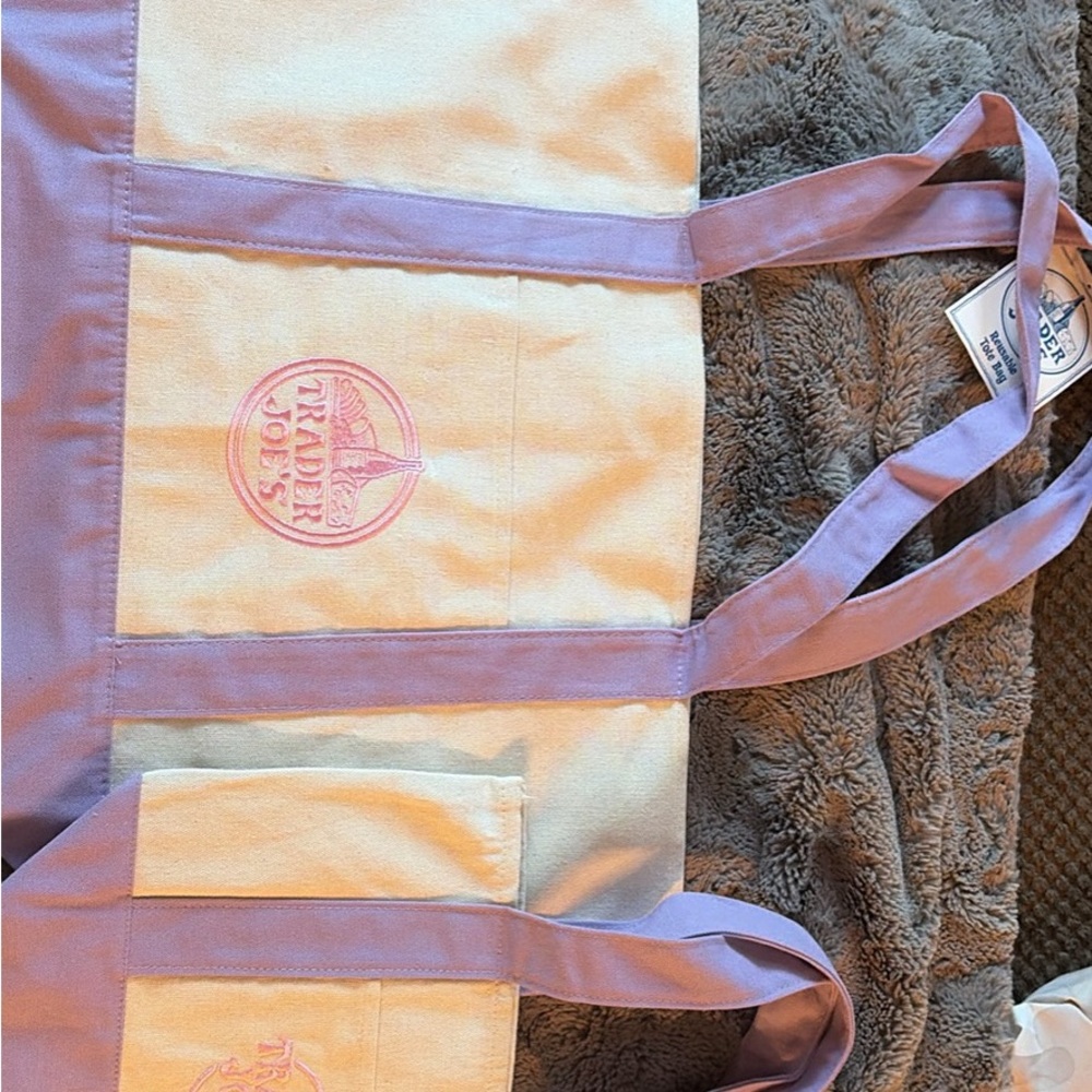 Trader Joe’s 2026 large and mini Lavender & Cream Canvas Tote Bag